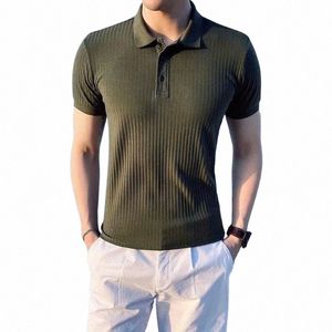 2023 New Summer Short Sleeve Polo Shirt Men Solid Slim Busin Fi T-shirt Luxury Brand Men's Clothes Free Ship A4lM#