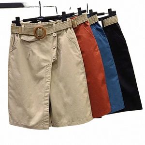 Calças Saia para Mulheres Shorts Verão Perna Larga Azul Cintura Alta Bolsos de Pernas Retas Mulher Curto Preto Coreano Fi Culotte i3ji #