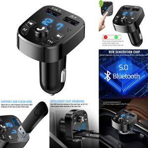 Uppgradera ny FM -sändare Bluetooth Audio Dual USB Mp3 Player Autoradio Handsfree 3.1A Fast Charger Car Accessories