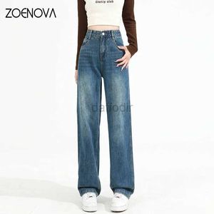 Women's Jeans ZOENOVA Y2K 2023 Elegant Straight Jeans Womens Loose Drape Wide Leg Mopping Straight Casual Pants Classic Versatile Mom Jean 24328