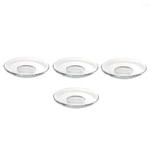 Cups Saucers 4 Pcs Plate Glass Saucer Christmas Decorations Mini Appetizer Dish Round Snack Plates