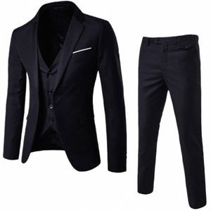 New2024 Men's Formal Busin Office 3pcs kostymuppsättningar överdimensionerade blazer+väst+byxor set manlig kvällsfest bröllop mäns uppsättningar s-6xl w8e0#