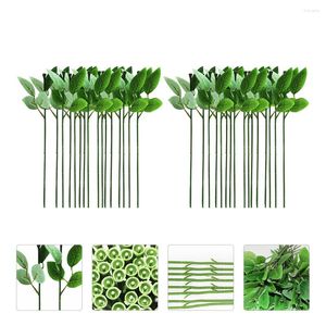 Decorative Flowers 40pcs Artificial Leaves Stems Rose Flower Leaf Picks Diy Branch Bouquet Making Green Bundles For Decoration