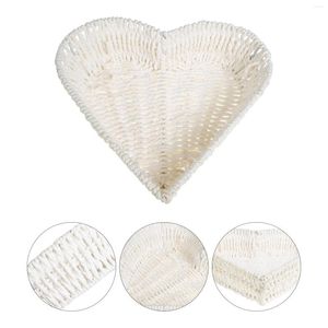 Dinnerware Sets Outdoor Paper Rope Heart Basket Wicker Storage Rattan Bread Tray Sundries Desktop Holder