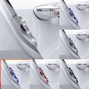 Atualizar novo 4 pçs porta de cristal à prova dwaterproof água anti-colisão tira acessórios do carro anti-risco adesivo durável diamante