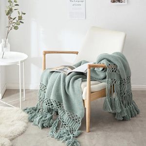 Decken, gestrickter Überwurf für Couch und Bett, weiche, gemütliche Strickdecke mit Quaste, leichte dekorative Überwürfe