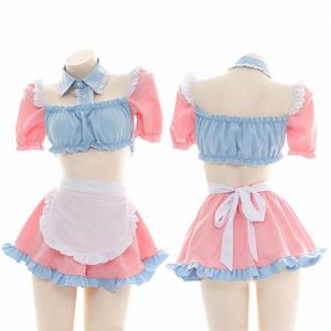 piga kostym estetiska uniformer kvinna kawaii rollspel kostymer mimi kjol outfit cosplay kostymer kort ärm anime cosplay 17bh#