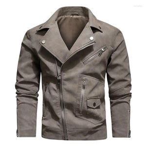 Herrenjacken Punk Hip Hop Geneigter Reißverschluss Pu-Lederjacke Männer Outdoor Motorrad Vintage Mäntel Straße Casual Windjacke