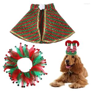 Костюмы для кошек, рождественский наряд, комплект из 3 предметов, наряд для собак, костюм, плюшевый плащ с воротником клоуна, удобный и милый костюм