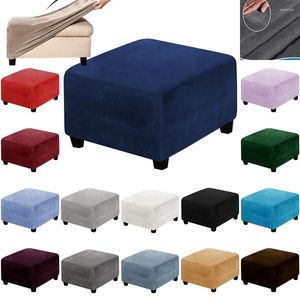 Cadeira cobre grande estiramento quadrado otomano capa fezes macio veludo footstool slipcovers protetor de móveis de armazenamento