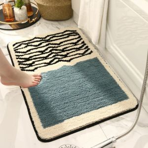 Paspaslar Yeni Basit Emici Banyo Mat Lüks Çizgili Kapı Slip Halı Giriş Halıları Ayak Ped Tuvalet Küvet Kişisi Halı 50x80 Cm