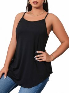black Plus Size Camis for Woman Camisole Large Big Size Tank Top Female Sleeel Blouses V Neck Solid Casual Tee Clothing 99jR#