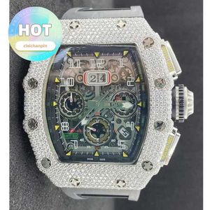 RM Racing Wrist Watch RM11-03 White Moissanite Diamond Round Cut Automatic Luxury Men's Watch