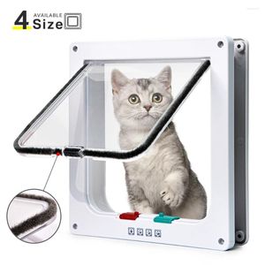 Porta de aba para cães e gatos, porta com trava de segurança de 4 vias, à prova de intempéries, para cães, gatos, animais de estimação, filhotes, gatinhos, portas de plástico abs