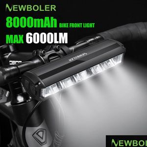 Rower Lights Boler Rower Light Front 6000lumen 8000MAH Wodoodporny latarka USB Ładowanie MTB Drogowe Akcesoria lampy rowerowej 230907 Dr OTJA8