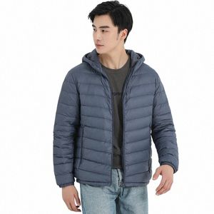 2024 novo inverno quente masculino outerwear 90% pato branco para baixo enchimento leve casaco com capuz parka o4ch #