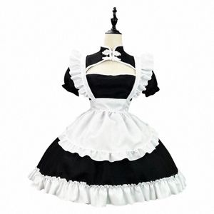 Çin chgsam anime cosplay hizmetçi kostümü artı beden lolita prens halen siyah beyaz Japon okul kızı Kawaii giyim 29EU#