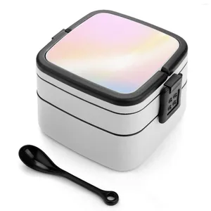 Stoviglie Angel Energy Gradient Doppio strato Bento Box Pranzo portatile per bambini Manifestazione scolastica Pastello