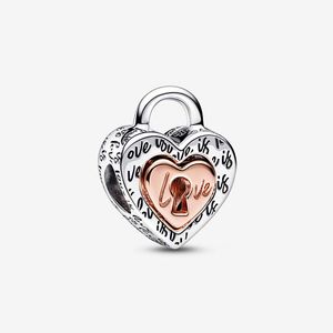 Two-tone Padlock Splittable Heart Charm Pandoras 925 Sterling Silver Luxury Charm Set Bracelet Making Beaded charms Designer Necklace Pendant Original Box