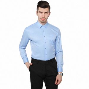 new Stretch Anti-Wrinkle Cott Men's Shirts Lg Sleeve Dr Shirts For Men Slim Fit Camisa Social Busin Blouse White Shirt 28Cw#