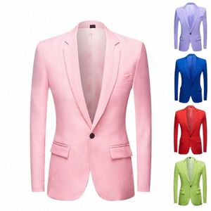 Men's Apple Green Yellow Pink Blue Red Colorful Fi Sacka Jacket Wedding Groom Stage Singer Prom Slim Fit Blazers Coat U4xx#