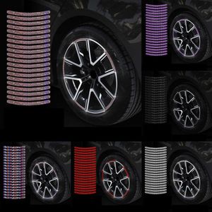 2024 20st BLING RHINESTONE CAR Däck Rim Sticker Auto Decorative Sticker Safety Varning Stripe Wheel Hub biltillbehör för kvinnor