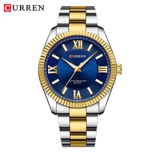 Curren Karien 8453 Roman Scale Quartz Men's Glow Steel Band Business Watch Sun Wheel