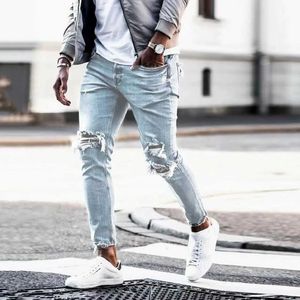 Herrenjeans Heiße verkaufende Mode-Street-Style-Jeans im reißfesten Stil im Jahr 2018 Herren-Retro-Denim-Hosen Herren beiläufige dünne Bleistift-Denim-Hosen J240328