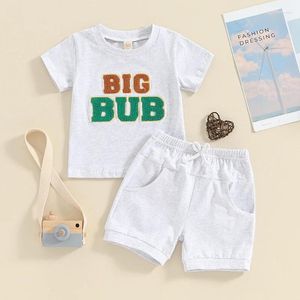 Kläderuppsättningar 2024-02-24 LIORITIIN TODDLER Baby Boy Outfits Big Brother Kort ärm T-shirt Toppar Shorts Set Summer Clothes