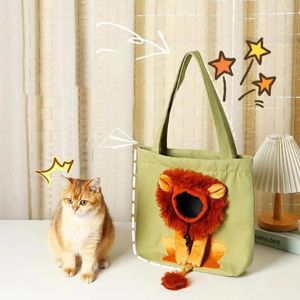 Переноска для кошек, портативная парусиновая сумка на плечо в форме льва для небольших путешествий на открытом воздухе, удобная милая сумка для собак
