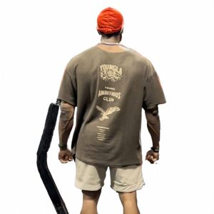 新しいカジュアルルーズTシャツメンズコットショートスリーブティートップサマージムフィットンシャツ男性Fiプリントストリートウェア服30m7＃