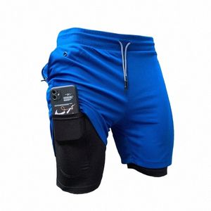 2023 Nyaste löpande shorts män 2 i 1 träning gym shorts fitn män joggar jogga sommarsport shorts träning korta byxor e7mu#