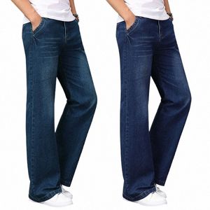 Весна Большие расклешенные джинсы Мужские джинсовые брюки с вырезом Свободные Fi Дизайнер одежды Классические синие черные брюки большого размера 28–40 y6cG#