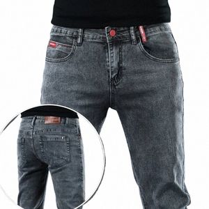 2021 Cott Men jeans byxor snörning upp denim byxor svarta byxor mager smala hiphop sportkläder elastiska midja manliga byxor q0tm#