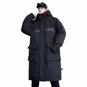 テックウェアダウンコットジャケットメンズミッドサイズのワークウェア寒さの衣服2023冬のポケット厚いフード付きパーカー79GA＃