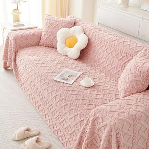 Чехлы на стулья осень-зима плюшевые диванные полотенца кремовый стиль ткань простое современное однотонное утолщенное одеяло