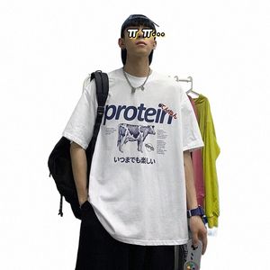 Privathinker Protein Carto Graphic Kawaii Men Tshirt Summer Short Sleeve Oversize Man T Shirt Japanese Harajuku Men's Clothing 033U#