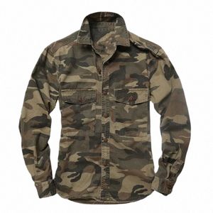 camoue Shirts Men Military Shirt Lg Sleeve Jackets Camoue Uniform Desert Jungle Men's Tops B28o#