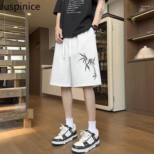 Men's Shorts Summer Chinese Style Bamboo Embroidered Casual Loose High Street Sports Five-point Pants Male Clothes