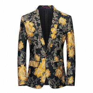 Herrens high-end varumärkesjacka blazer Slim Busin Casual Print Barock Men's Sackjacka Social Banket Dr Suit Jacket T7ye#