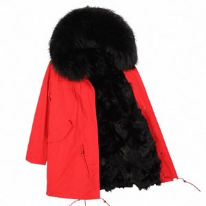 2020 Vinter tjock jacka Real Natural Fur Coat Racco päls krage Huven räv päls foder m outwear mans kläder lg parka o2e3#