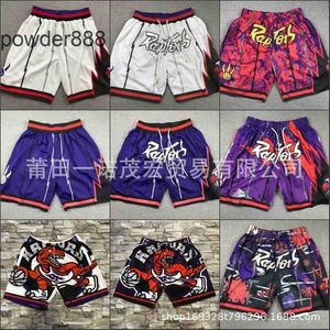 Homme sport loisirs basketball football badminton rugby Raptors Fully Embroidered Zippered Pocket Pants Basketball Shorts