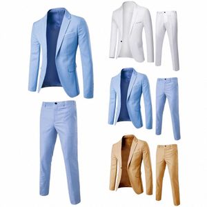 1 Set Blazer Pants Single-Breasted Spring Autumn Slim Fit Butts Formell kostym för bröllop Y8P8#