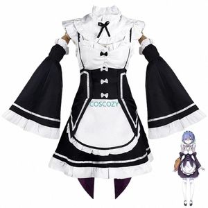 Ram / rem Cosplay Re: zero Kara Hajimeru Isekai Seikatsu LG Wig Costumes Dr Headdr Party Suit Anime Maid Dr Costume k3kA #