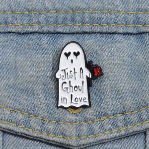 Halloween Ghost Enamel Pins Custom Just A Ghoul in Love Brooches Lapel Badges Gothic Funny Jewelry Gift for Kids