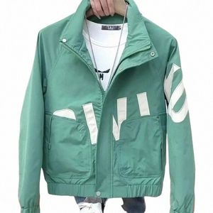 Herrkläder Spring och Autumn New Korean Fi Stand Collar Jackets för män All-Match Casual Male Coat Men's Biker Jacket O2N6#