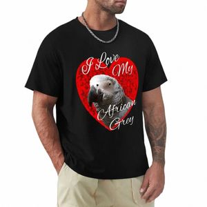 Eu amo meu design de papagaio cinza africano camiseta suor fãs de esportes mens camisetas simples Q3KE #