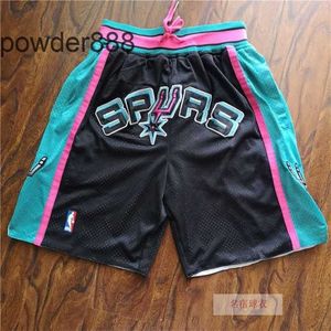 Justdon21 New Spurs JD Vintage Embroidered Shorts Trend Sports CasuareShortsポケット黒と白