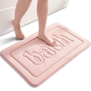 Matten Inyahome Memory Foam Pink Niedliche Badematte für Kinderbadezimmer Rutschfeste Bodenteppiche Schnelltrocknender Küchenteppich Korallensamtteppiche Dekor