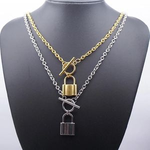 100% Stainless Steel Padlock Lock Necklace For Women Gold Silver Color Metal Chain Choker Friendship Collar Pendant Necklaces290p
